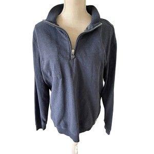 Linksoul Sweater Men’s M Dark Peacock Blue 1/4 Zip Cotton Polyester‎ Pull Over